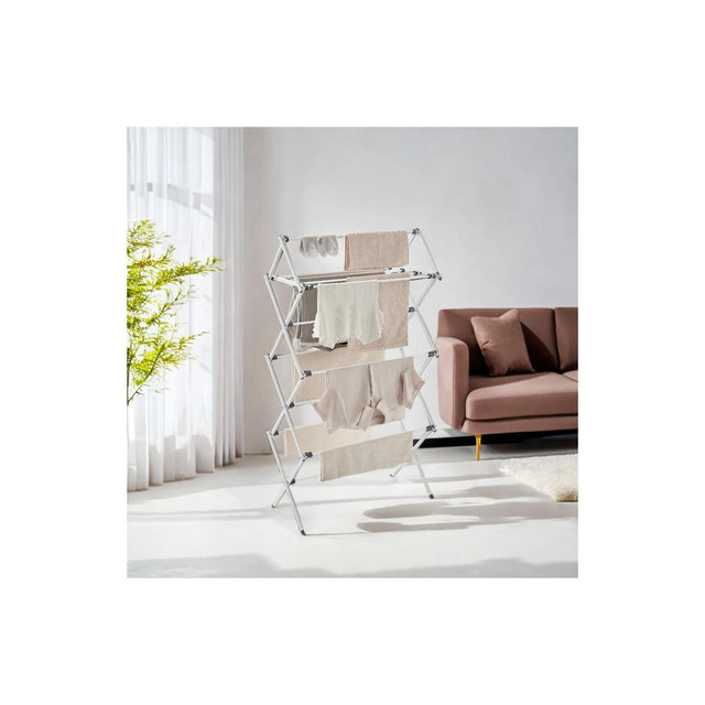 14.6 x 29.5 x 53.2 Inch Foldable Clothes Drying Rack, Steel Frame Laundry Airer, Easy Assembly Laundry Drying Rack for Indoor Outdoor Use