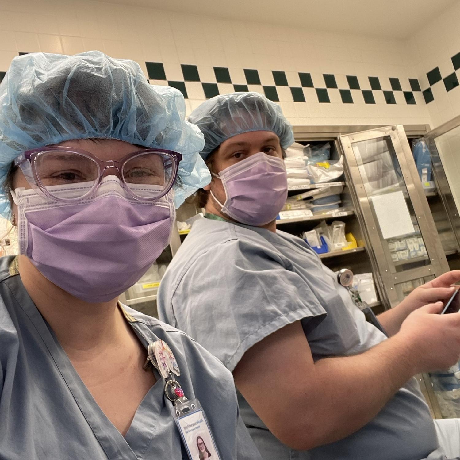 A rare occurrence of us working together in the OR