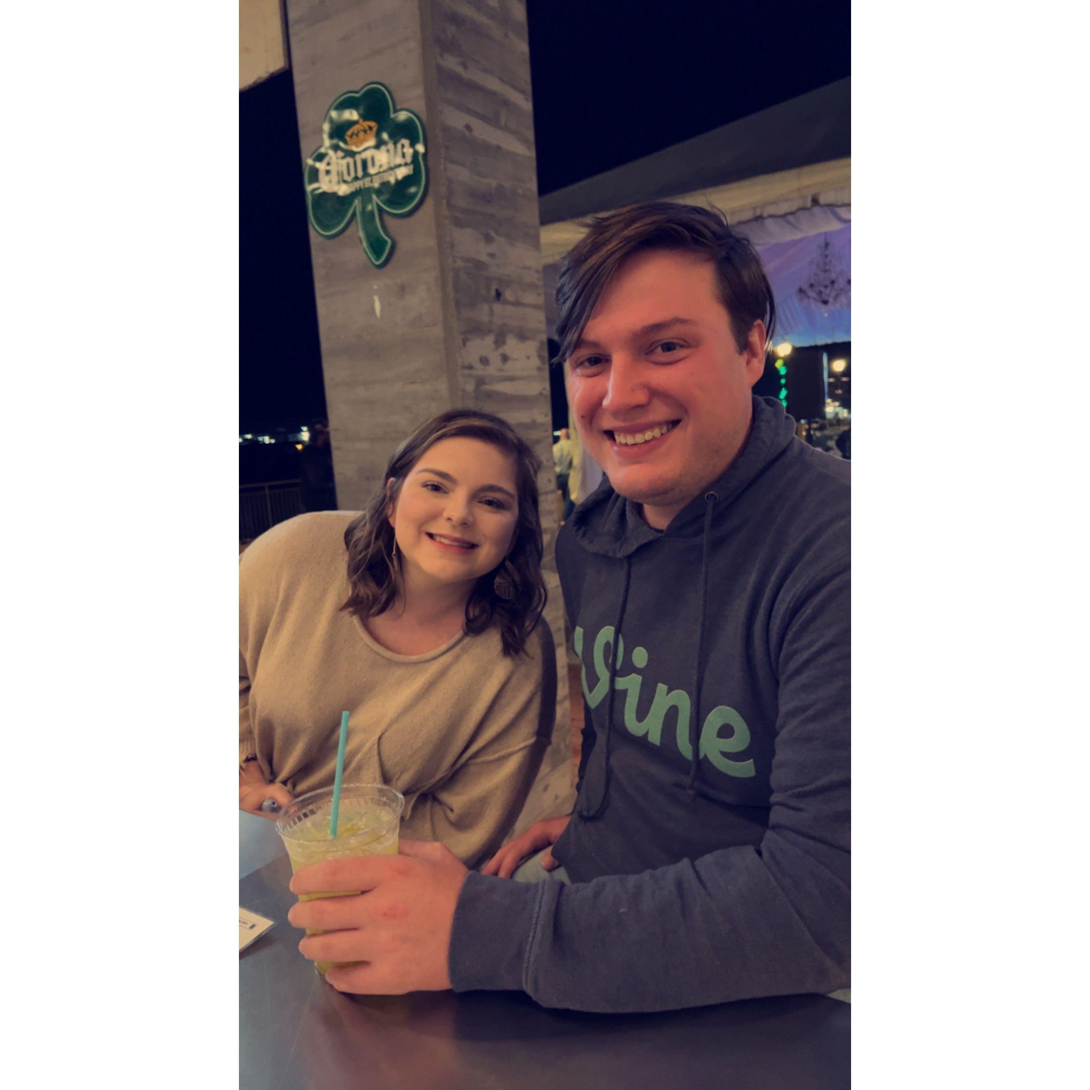 Hope and Wayne enjoying drinks in Savannah, GA.