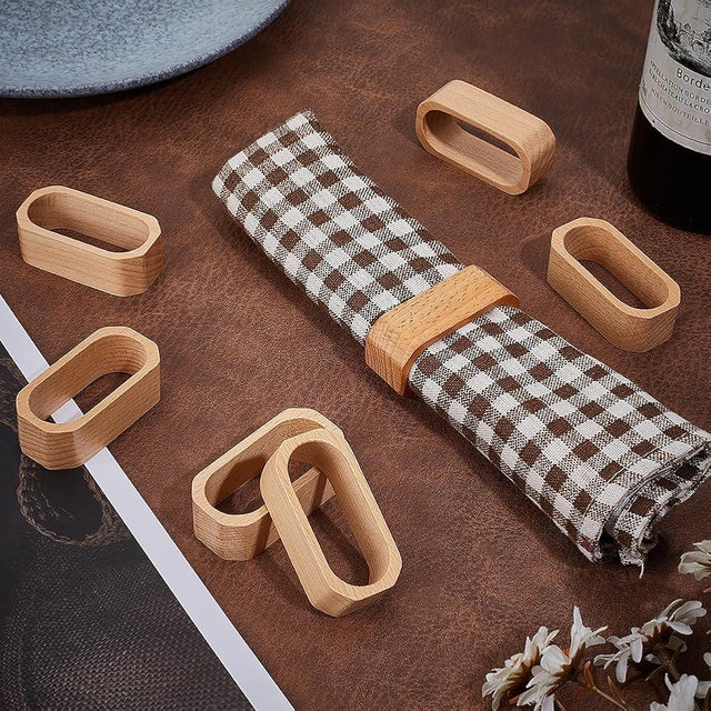 ACRNIGHEET Wooden Napkin Rings Set of 8 for Wedding Party Dinning Table Decor Cloth Napkin Holder Rings Wood Napkin Holder for Everyday Use Wooden Napkin Ring for Home and Kitchen Tabletop Decoration