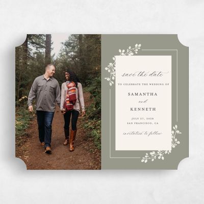 Green Ticket Wedding Save the Date - Viola Photo