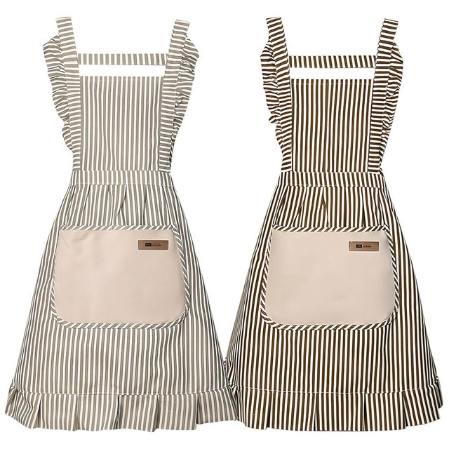 Rubruan 2 Pack Stripe Aprons for Women with Pockets Adjustable Bib