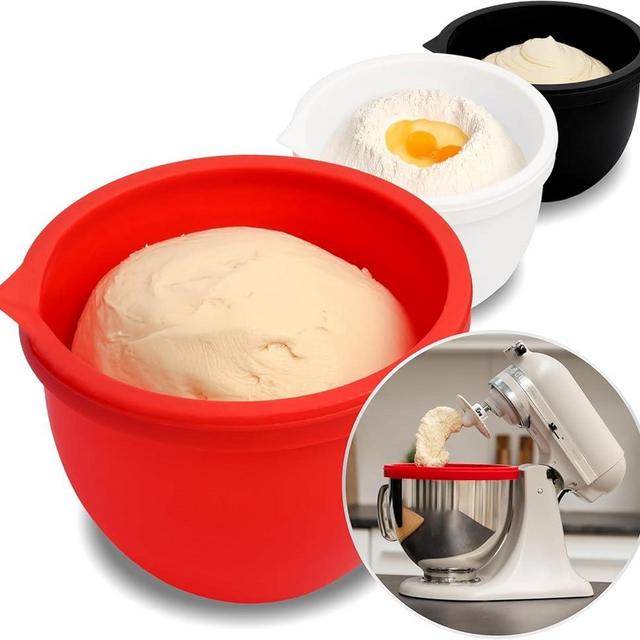 Silicone Bowl Liners for 5 Qt KitchenAid Mixers, 3 Liners with Lids