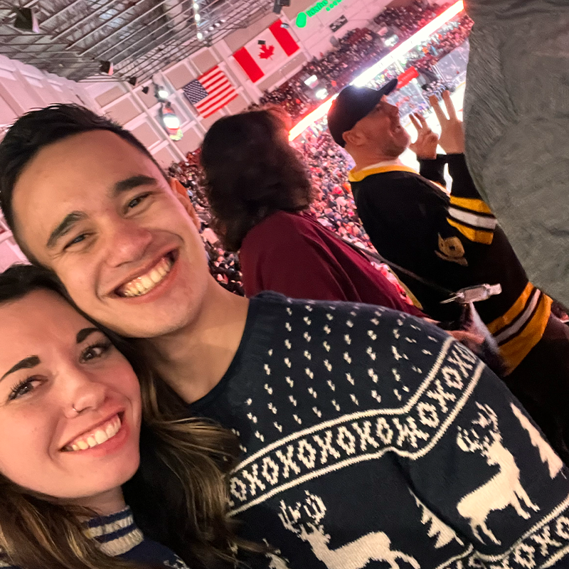 Office ugly sweater Christmas party....at a Steelheads game of course 🎅🏼