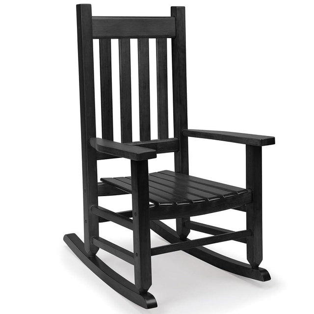 GnL Recsports Child's Wood Porch Rocker - Perfect for Indoor or Outdoor All Weather Porch Rocker for Garden,Lawn,Balcony,Backyard, Use - Suitable for 6-10 Years Old (Blcak)