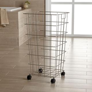 Nickel Wire Hamper with Wheels