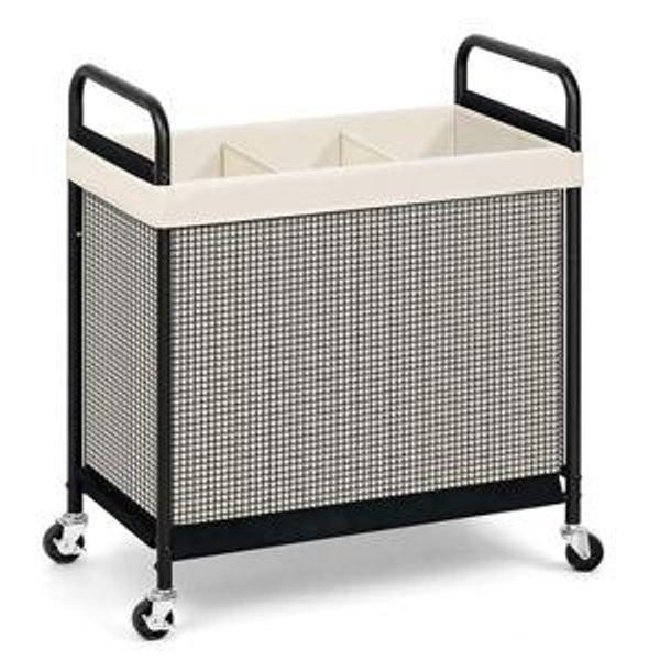 STORAGE MANIAC Rolling Laundry Hamper with Wheels 3-Section Laundry Sorter Rolling Laundrys Basket on Wheels with Removable Bag Clothes Hamper Laundrys Organizer Cart Bathroom Bedroom 120L Beige
