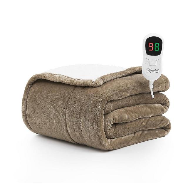 Homemate Heated Blanket Electric Throw - 50"x60" Heating Blanket Throw 1/2/4/6/8 Hours Auto-off 10 Heat Level Heat Blanket Over-heat Protection Flannel Sherpa Heater Blanket Electric ETL Certification