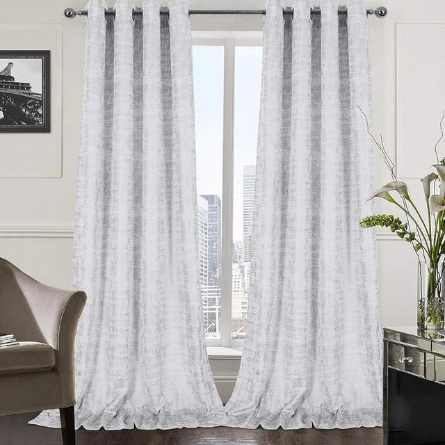 always4u White Soft Velvet Curtains 108 Inch Length Long Luxury Bedroom Curtains Silver Foil Print Window Curtains for Living Room Set of 2