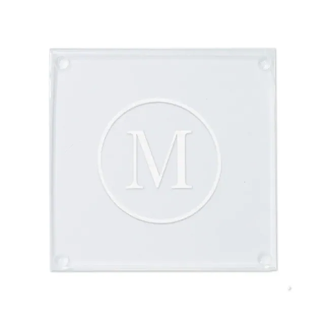 Personalization Mall Classic Celebrations Engraved Initial Glass Coaster, M