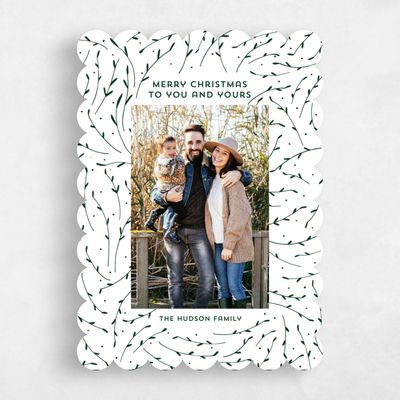 White Scalloped Holiday Card - Easton