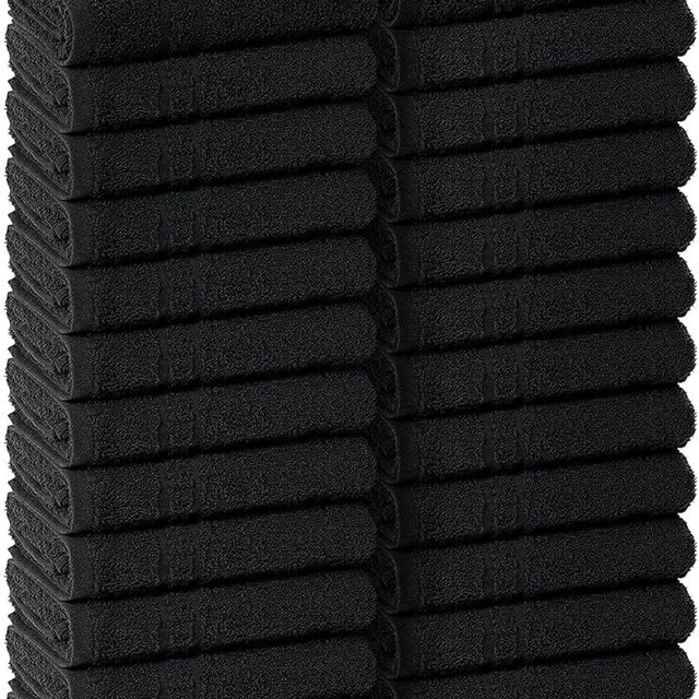 TOALLA Towels -24 Pack Black Hand Towels 100% Cotton Spa Towels – 16x27 inches Highly Absorbable Facial Towels Gym Towels Hair Towels and Face Towels Bulk Small Towels (Not Bleach Proof)