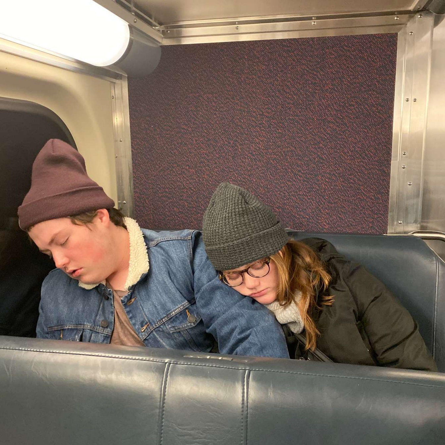 Sleeping on the train back from a day trip to Chicago in highschool!