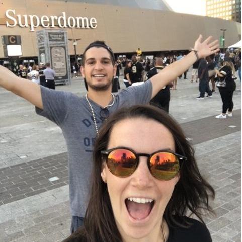 Fake Saints fans for a day.