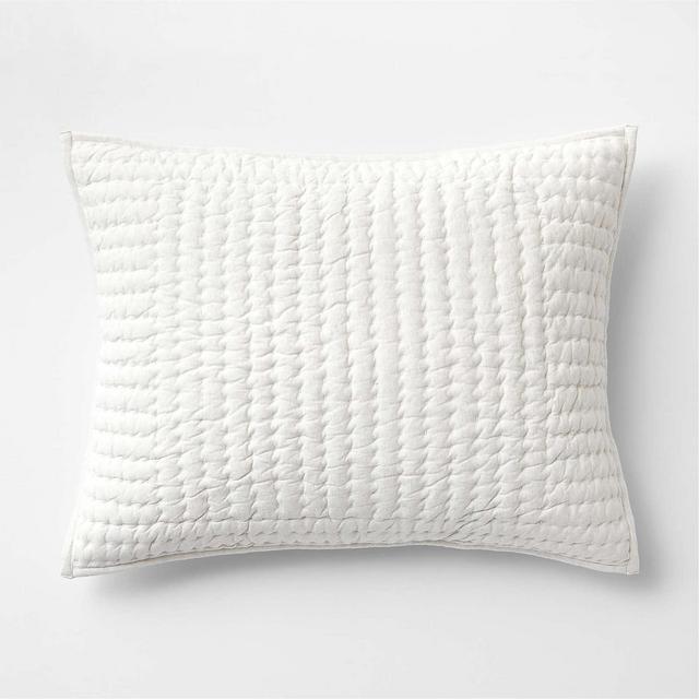 Organic Jersey Heathered Ivory Standard Quilted Pillow Sham