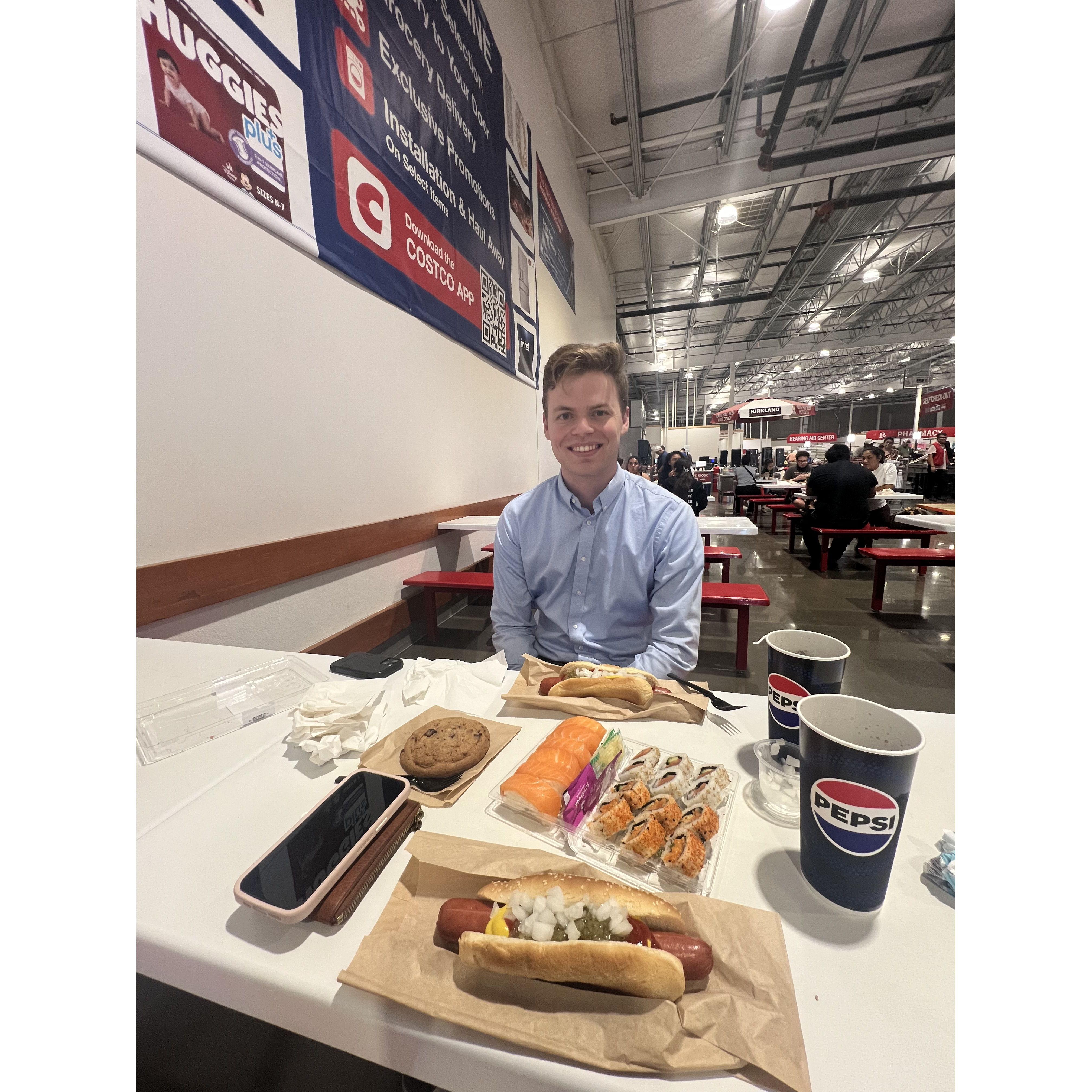 Erin and Price are known for their love of Costco. They had dinner date there each week before Merge.