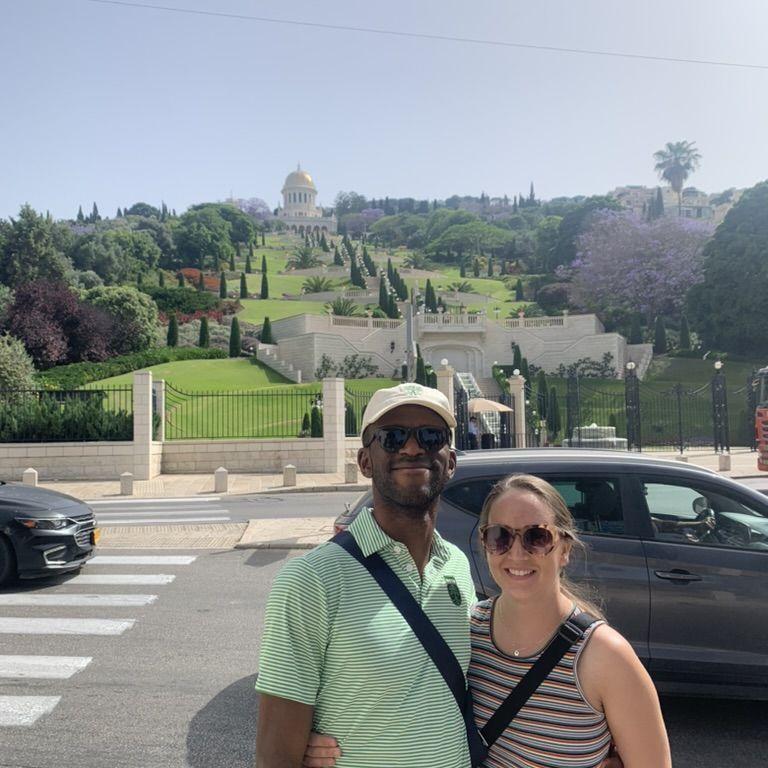 Quick photo in front of the Ba'hai gardens in Haifa, May 2023