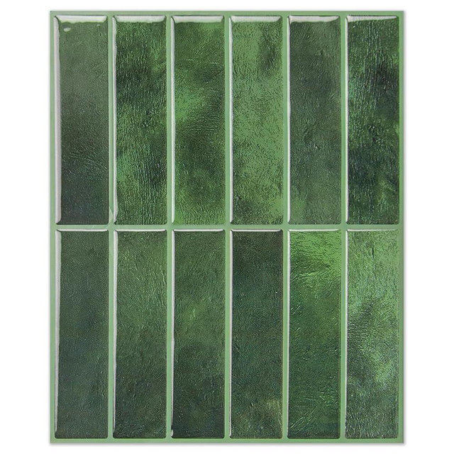 LONGKING 10-Sheet Green Peel and Stick Backsplash for Kitchen Wall, Kitchen Backsplash Tiles, Wall Tiles, 11.4" x 9"