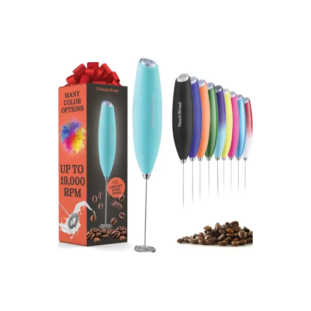 Handheld Milk Frother, Mini Foamer, Battery Operated Stainless Steel Drink Mixer for Coffee, Lattes, Cappuccino, Matcha, Chocolate