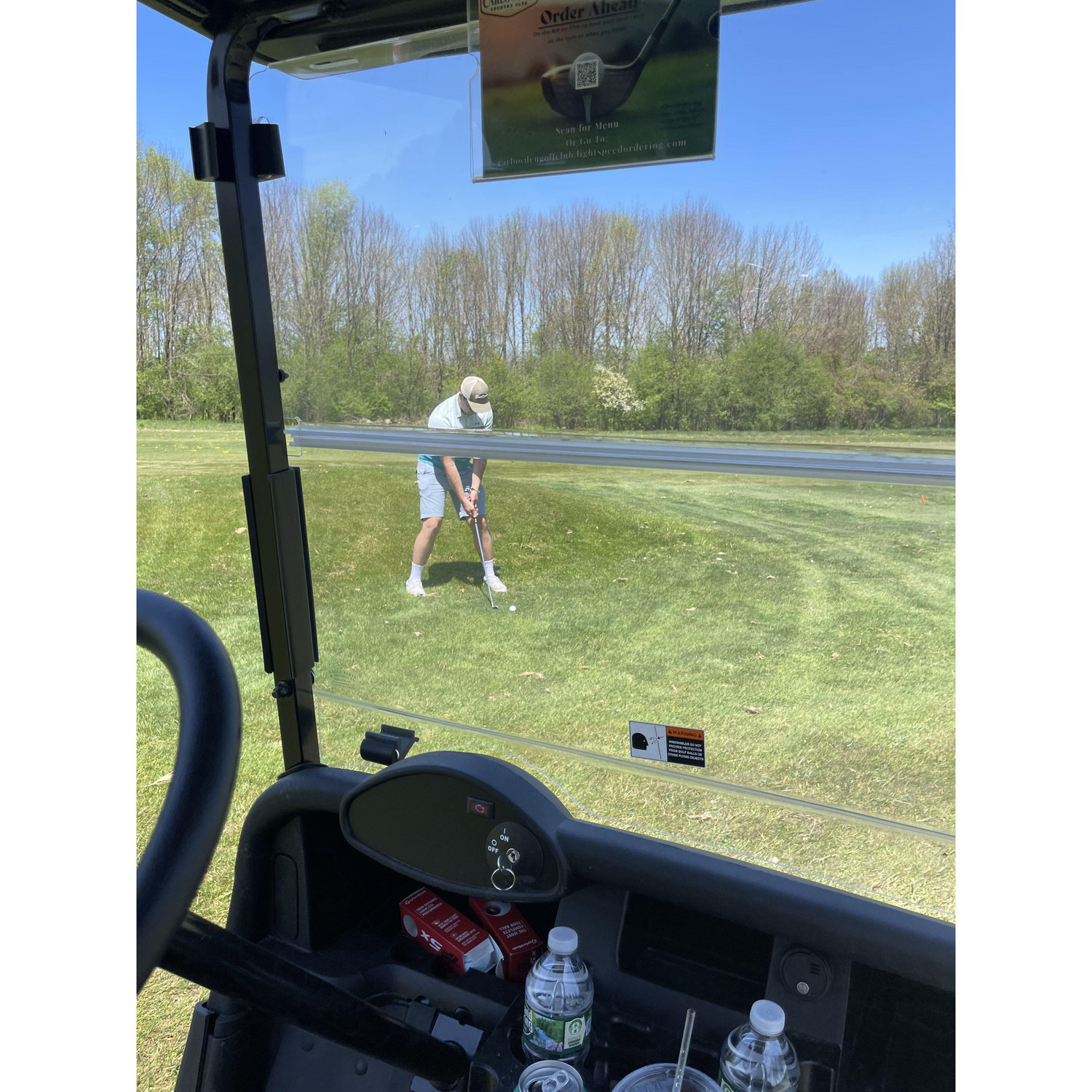 Playing golf!