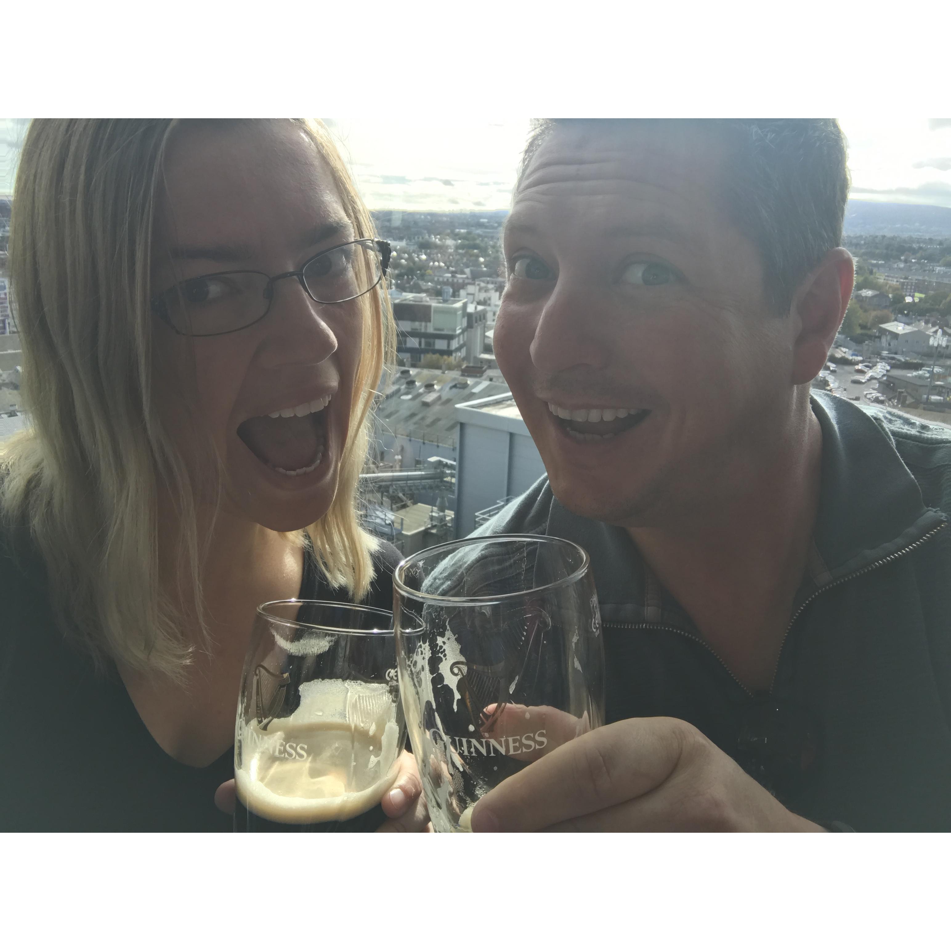 Drinking Guinness overlooking Dublin City