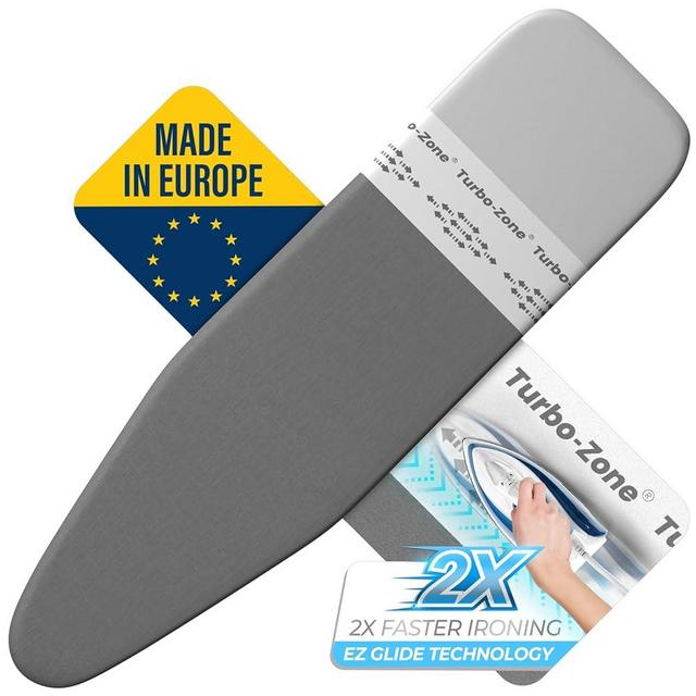 Bartnelli Ironing Board Cover and Pad, Made in Europe with New Patent Technology | 54x15 Iron Board Replacement Cover Featuring Park & Turbo Zone, Scorch Resistant 100% Cotton Thick Layered Top