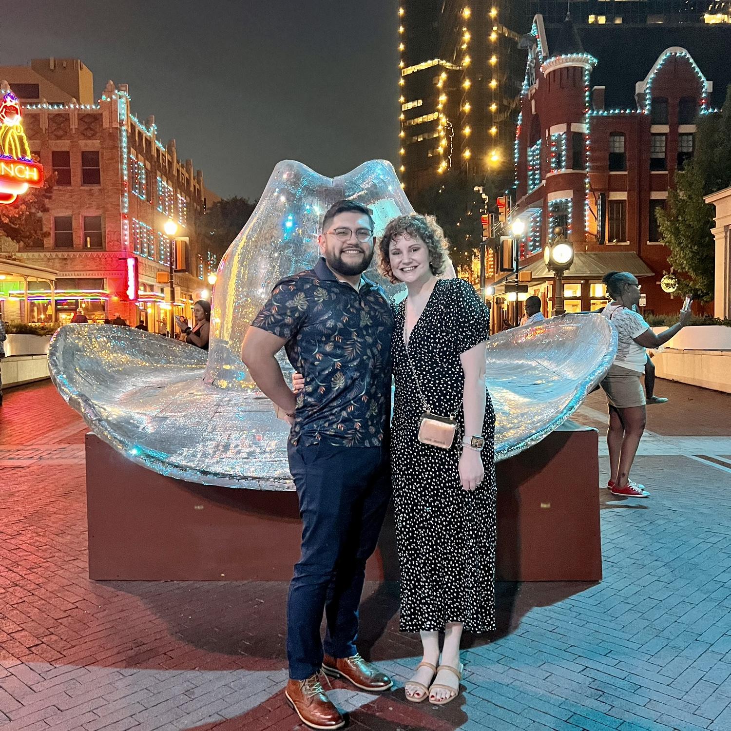 Celebrating our anniversary in Downtown Fort Worth.