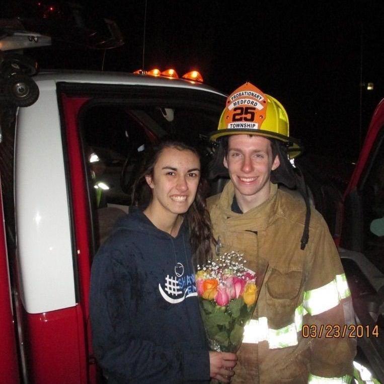 Louis' Promposal included firetruck sirens and lights, a spray of water projecting Prom?, and beautiful flowers (sorry Hoot Owl neighbors for not coming outside for like 20 min)