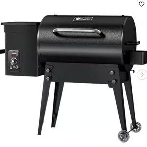 456 sq. in. Wood Pellet Grill and Smoker BBQ with PID Auto Temperature Control, Folding Legs for Patio or RV in Black