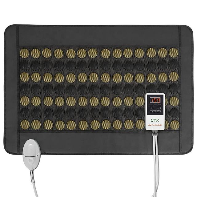 UTK Far Infrared Tourmaline Heating Pad for Back Pain Relief - Infrared Therapy for Cramps - Medium T-Pro (31" X 21"), Temp Settings, Auto Off and Travel Bag Included