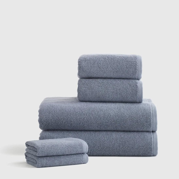 Turkish Ribbed Quick Dry Bath Towel Bundle - Mineral