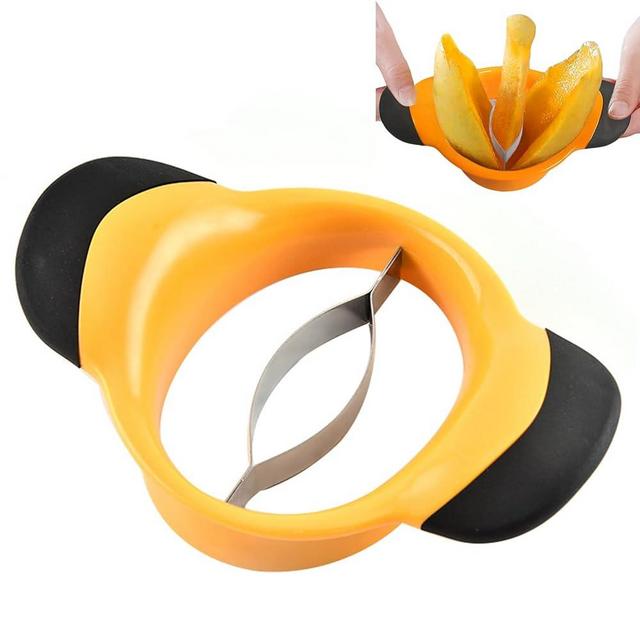 Mango Slicer, Mango Splitter, Mango Cutter with Stainless Steel Blade, Mango Pit Remover Tool, Mango Divider with Ergonomic Rubber Grip Handle, Easy Remove Pit and Divide
