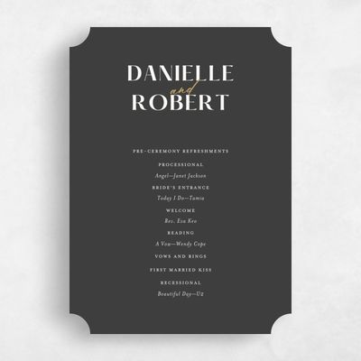 Grey Ticket Wedding Program - Finneas