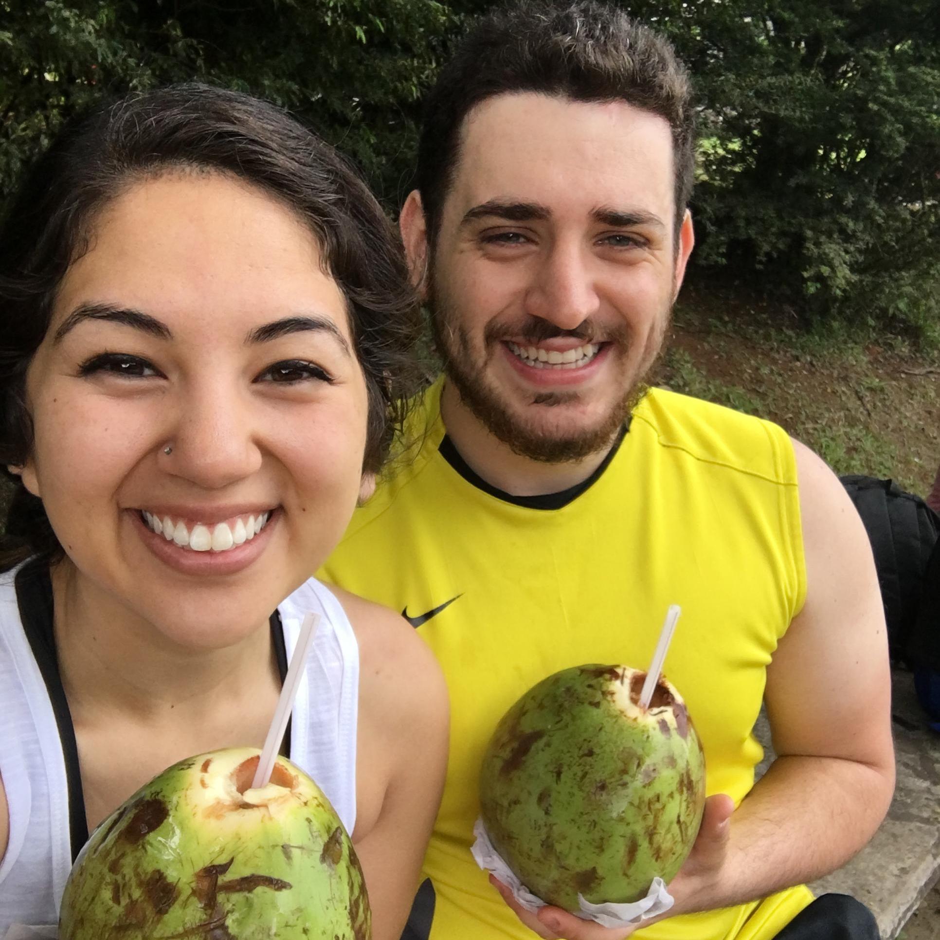 Drinking fresh coconut water in São Paulo. April 2017.