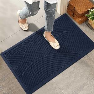 HIYARD Sturdy Front Door Mat, Absorbent Muddy Dirt Resist Welcome Door Mats Outdoor Indoor, Stain and Fade Resistant, Non-Slip Backing Entry Mat Low Profile Doormat for Entryway, 36×24, Blue
