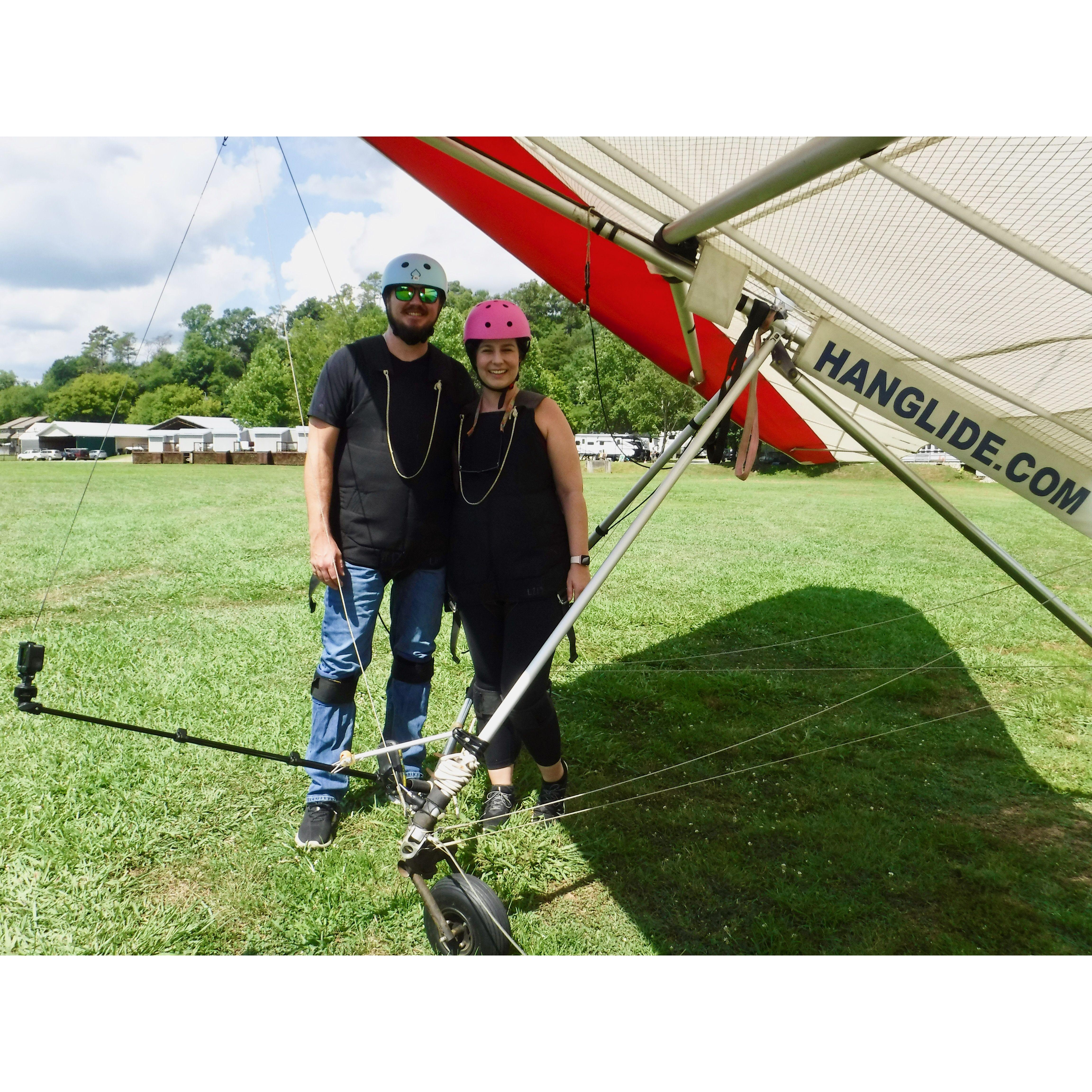 Hang Gliding, thankfully Mark goes along with my wild ideas!