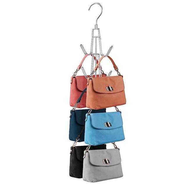ZEDODIER Purse Hanger Organizer for Closet, Hanging Bag Holder, Keeping Purses Visible and in Good Condition, Metal Handbag Storage Hook Backpack Rack Space Saving Hanger, Silver