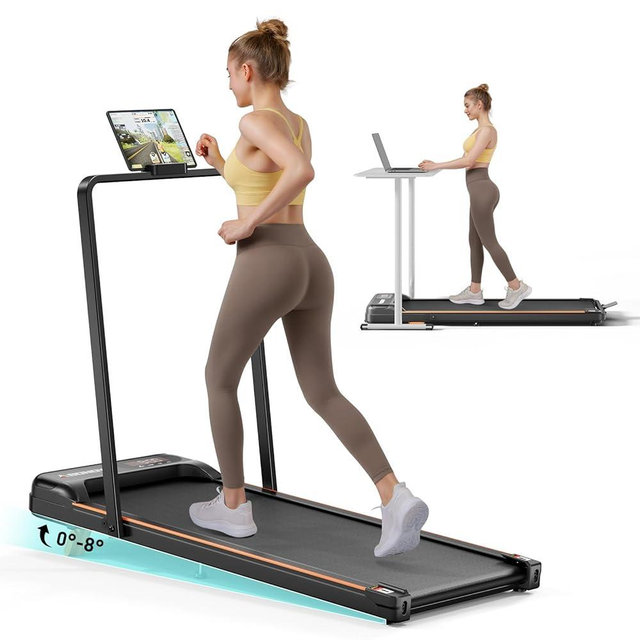 Abonow Walking Pad, Under Desk Treadmill with Incline for Home Office 2.5HP Portable Walking Treadmill with 280 Lbs Weight Capacity Walking Machine, Remote Control, LED Display