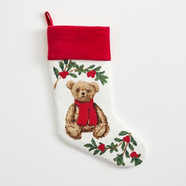 Needle Point Stocking Medium Bear