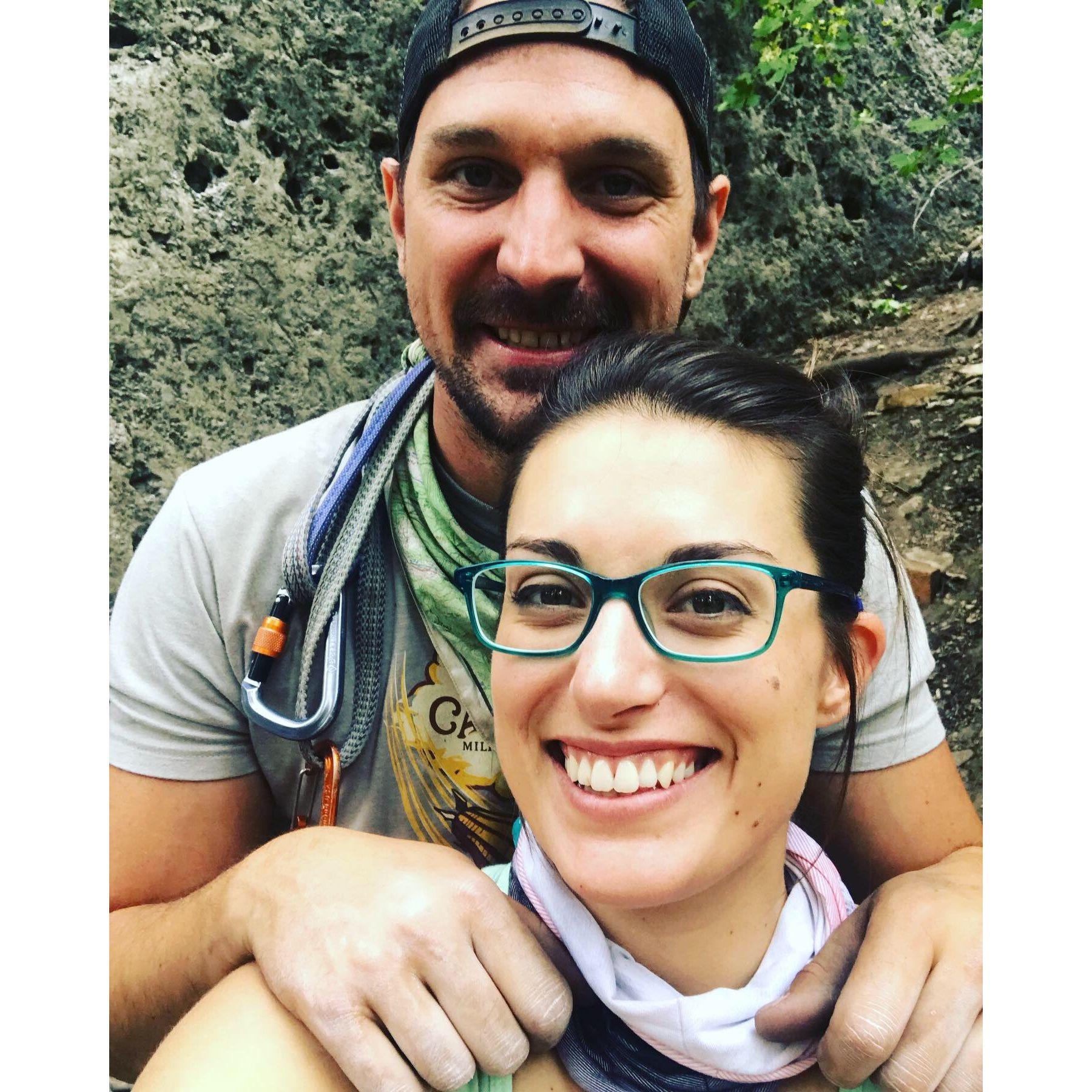 Cyril took Jenn on her first outdoor climbing adventure in Lander, WY for the International Climbers' Festival.