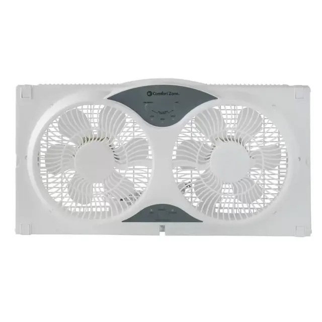 9 in. 3-Speed Expandable Reversible Twin Window Fan with Remote Control and Removable Cover and Bug Screen