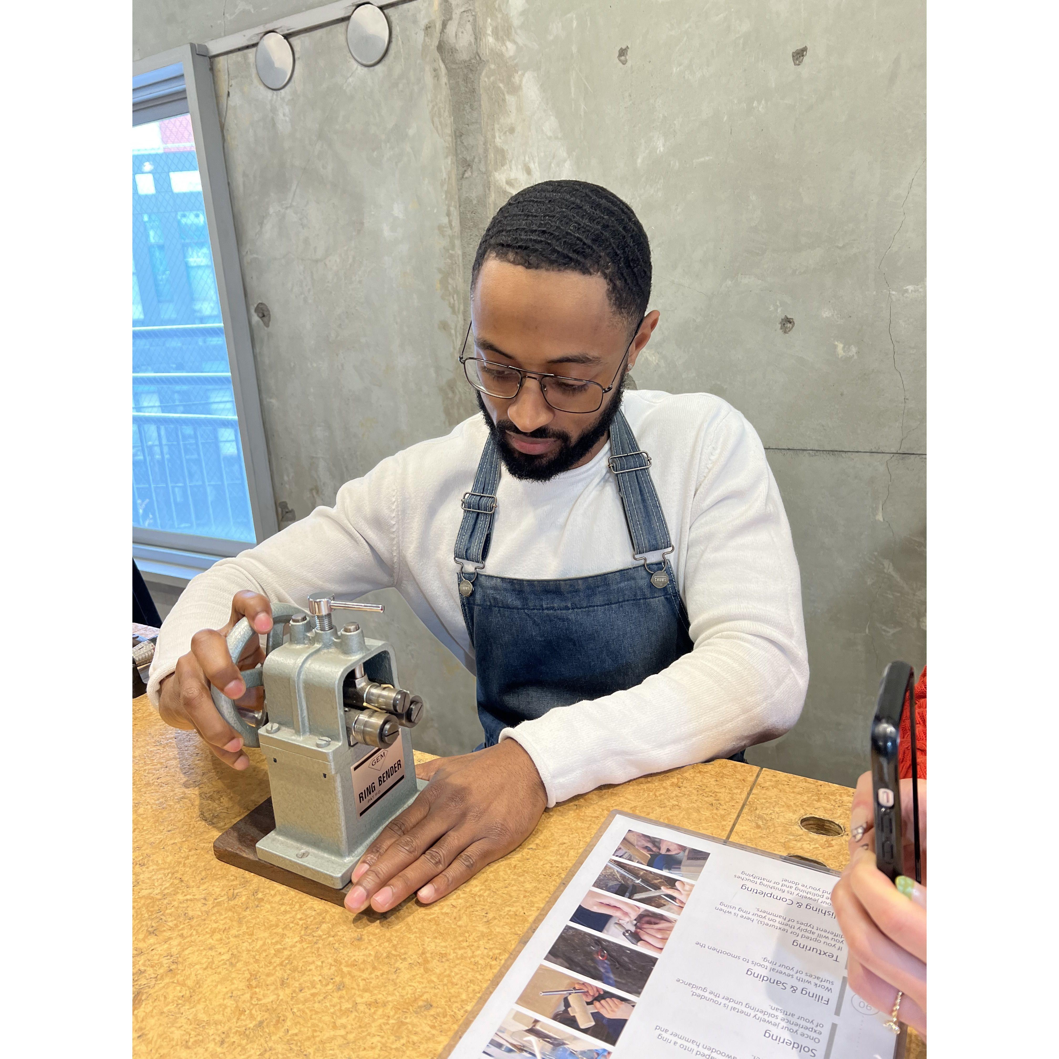 James making Tianna's wedding band during their trip to Japan on 3-06-2024.