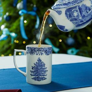 Blue Italian Christmas Mug, Set of 4