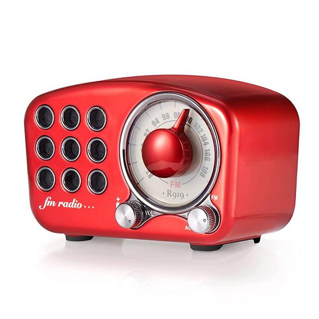 Retro Bluetooth Speaker, Vintage Radio-Greadio FM Radio with Old Fashioned Classic Style, Strong Bass Enhancement, Loud Volume, Bluetooth 5.0 Wireless Connection, TF Card and MP3 Player (RED)