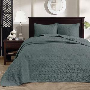 Madison Park Mansfield Antimicrobial Treated Reversible Quilt Set - Blue