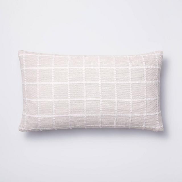 Oblong Woven Grid Decorative Throw Pillow Light Beige - Threshold™ designed with Studio McGee