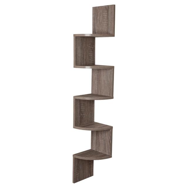 Zig Zag Corner Shelf- Weathered Oak