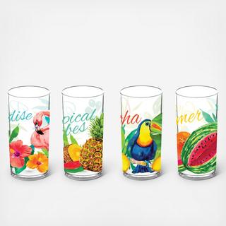 Tropical Vibes 4-Piece Jumbo Glass Set