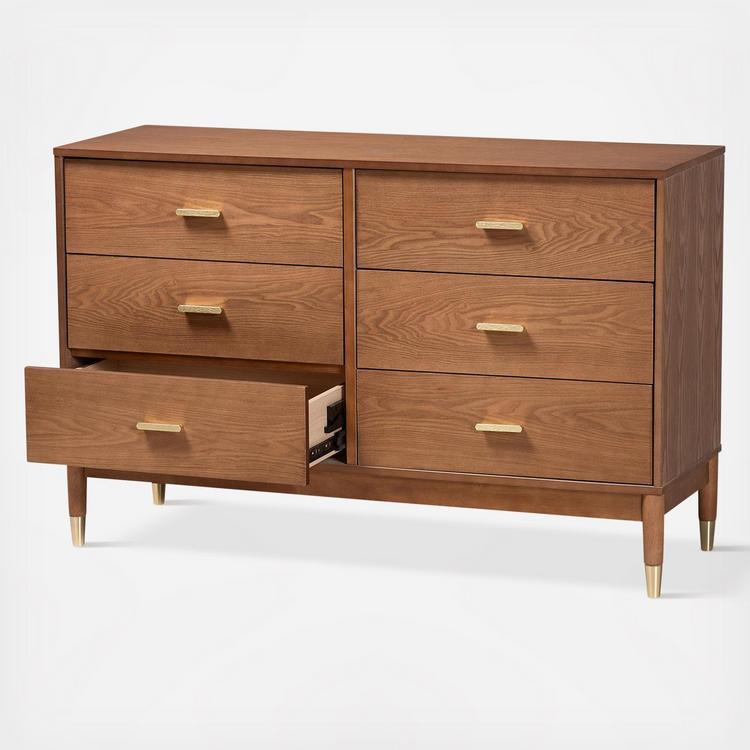 Baxton Studio, Mandolin Mid-Century 6-Drawer Dresser | Zola