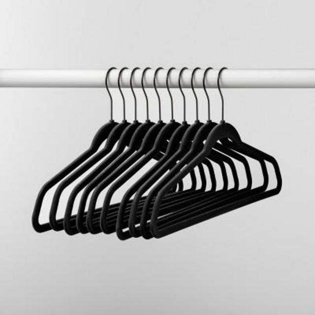 10pk Non Slip Velvet Hanger Black - Made By Design™